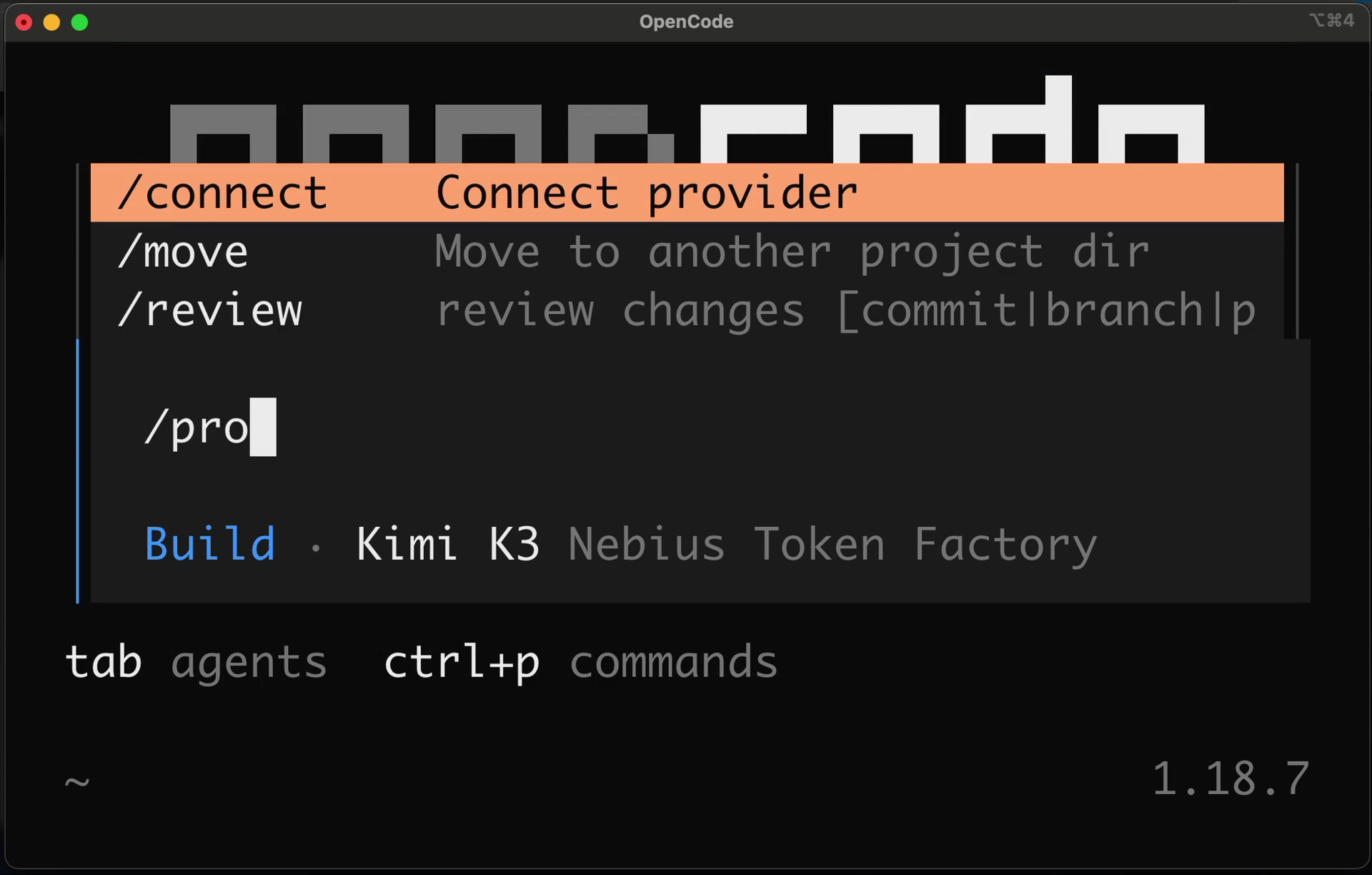 The /connect command in OpenCode