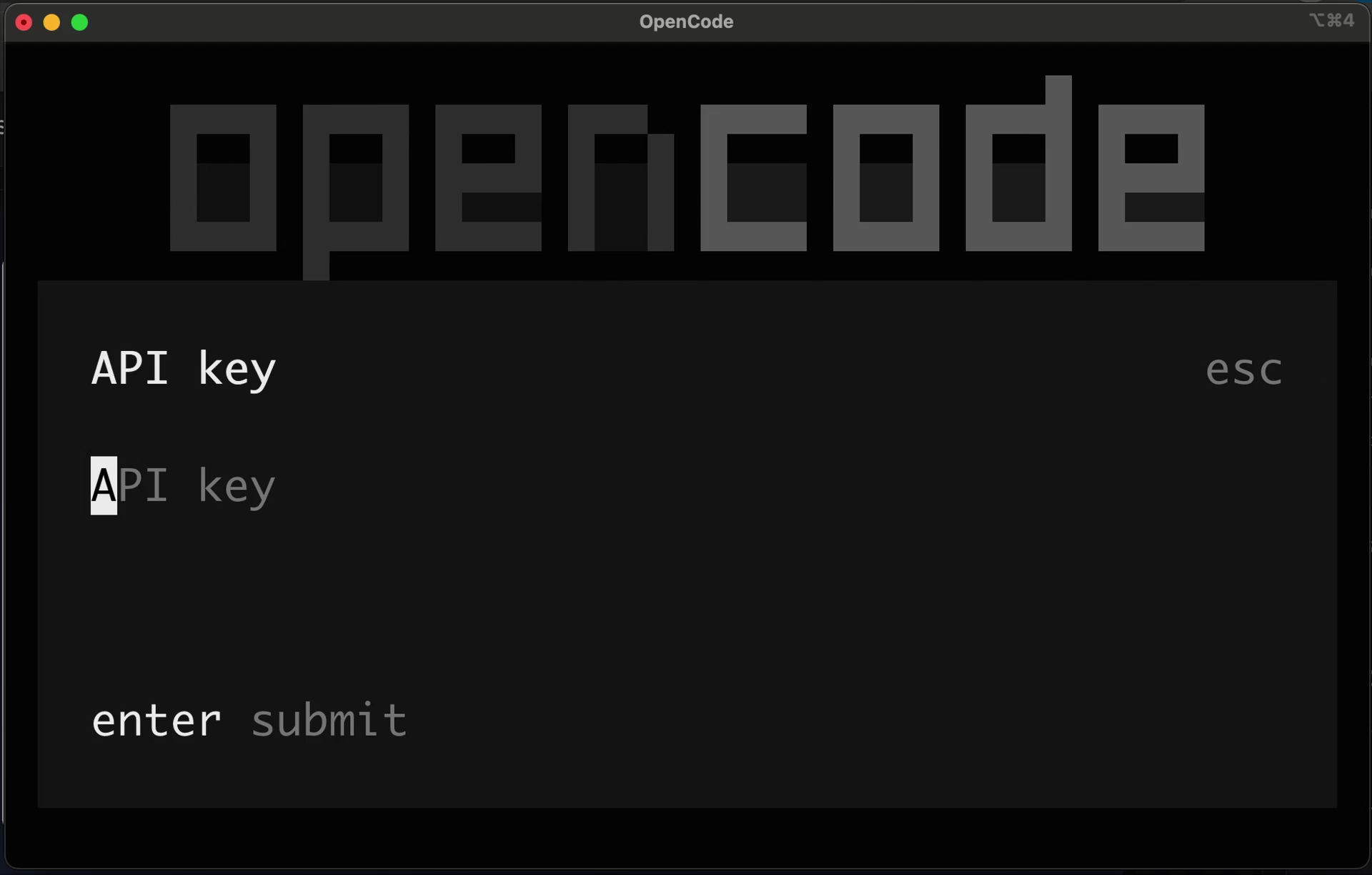 Entering the Nebius Token Factory API key in OpenCode